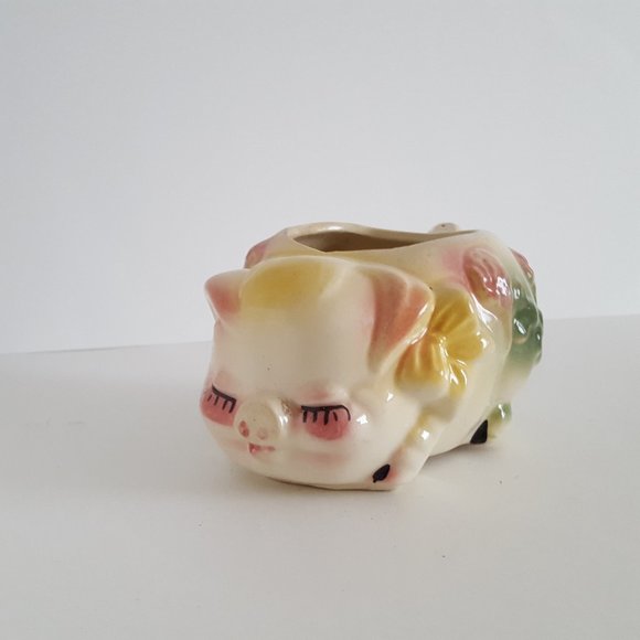 Vintage Ceramic Sleeping Pig Planter Small - Picture 2 of 13
